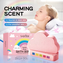 Pink Rainbow Cloud Bath Bomb: zacht bad voor een zachte huid, zintuiglijk rijk gekleurd schuim, geurig aromatisch bad