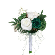 Artificial Rose Bridal Bouquet Green Faux Flower