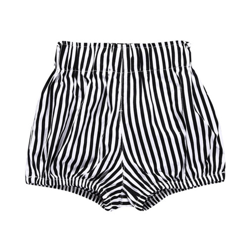 Barnestripete lanterneshorts med elastisk midje, svart, 2-3 år