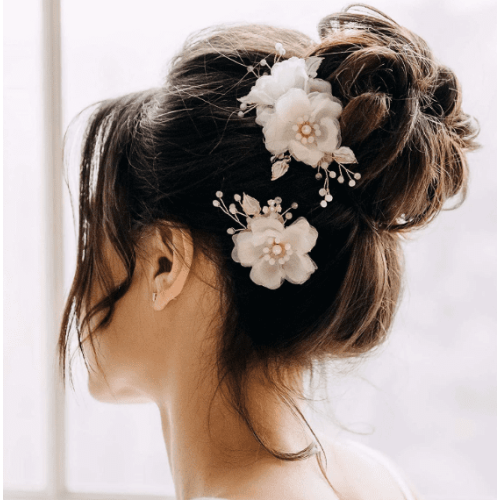 Fermagli per capelli da sposa con pettini laterali floreali (2 pezzi)