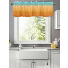 Orange teal ombre rod pocket valance 42x12 in