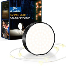 Guirnalda de luces solares y linterna 2 en 1 para camping: iluminación LED impermeable para ambientes y emergencias.