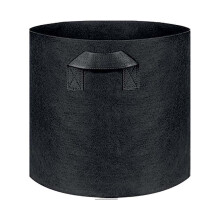 Maceta negra resistente de tela no tejida con asas.