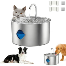 Fuente de agua para perros de acero inoxidable de 3,2 L con filtros y silenciosa.