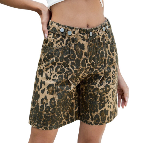 Damesbermudashorts van denim met hoge taille