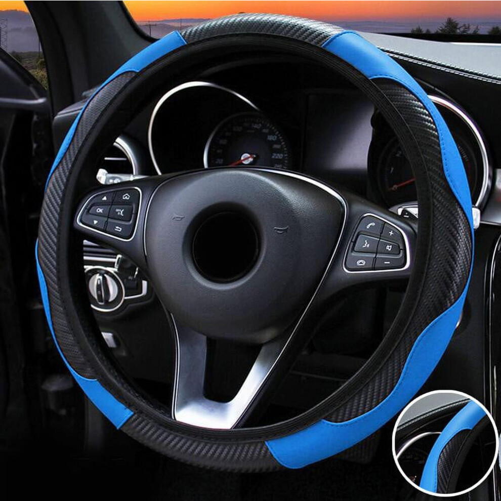Steering Wheel Cover Carbon Fiber 38Cm Blue/Black 971050084022