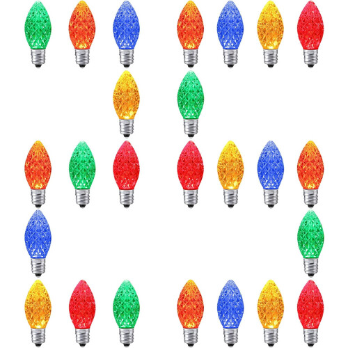 Ampoules de Noël LED C7 multicolores, lot de 25, culot E12 1