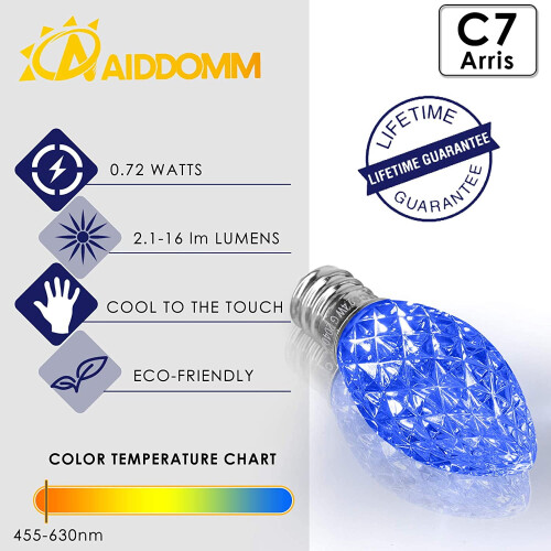 Ampoules de Noël LED C7 multicolores, lot de 25, culot E12 2
