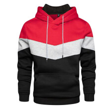Hoodie Bloc Dathanna Fir le Sreangán Tarraingthe agus Póca, Dearg,