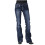 Damjeans med broderad stretch, blå, med medelhög midja 2