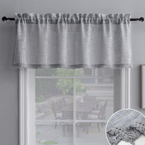 Beda Home λινό βαλάνς swag γκρι τσέπη για ράβδισμα 52"x18"