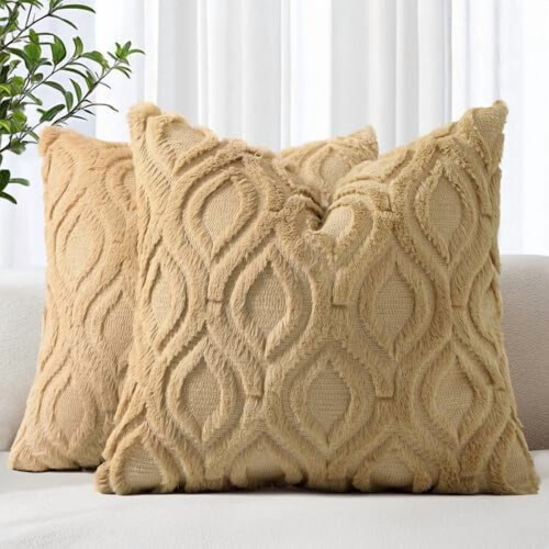 Vårkuddfodral 20x20 cm Set med 2 ljusbruna