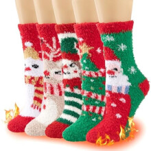 Fuzzy Socks for Women Warm Fluffy Cozy Winter Soft Home Slipper Socks (5 Pairs)