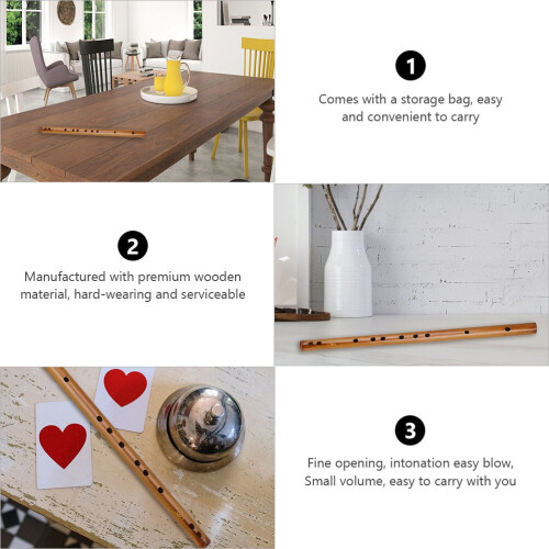 Houten piccolo voor beginners, bruin, klein formaat 1