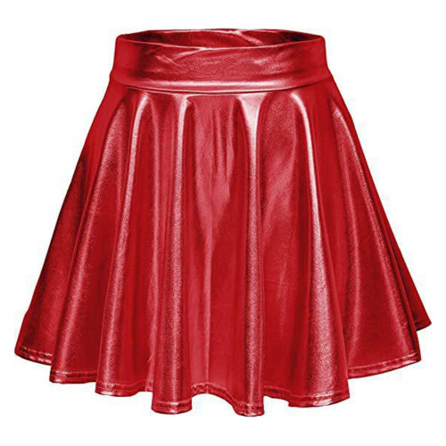 Rode metallic geplooide minirok voor dames 1