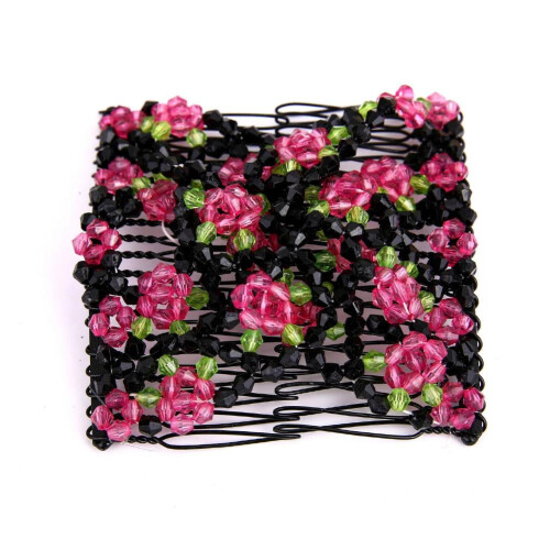Elastisk hårkam med perler for kvinner – dobbel klemme, elastisk 2