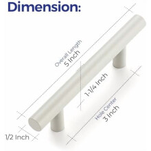 Poignées de meuble en acier inoxydable blanc, 12,7 cm (5 pouces), lot de 30