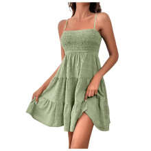 Elegante mouwloze off-shoulder mini-jurk voor dames, effen kleur