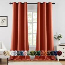 Burnt Orange Blackout Curtains Thermal Insulated 2 Panels