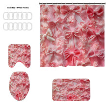 Ensemble de décoration de salle de bain pour la Saint-Valentin (4 pièces, nœud rose)
