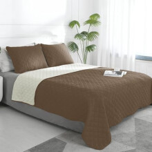 Reversible Quilt Set Full/Queen 1 Quilt 2 Shams Camel Ivory