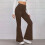 Leggings bootcut marron taille haute élastique décontractés 2