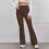 Leggings bootcut marron taille haute élastique décontractés 4