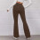 Leggings bootcut marron taille haute élastique décontractés 5