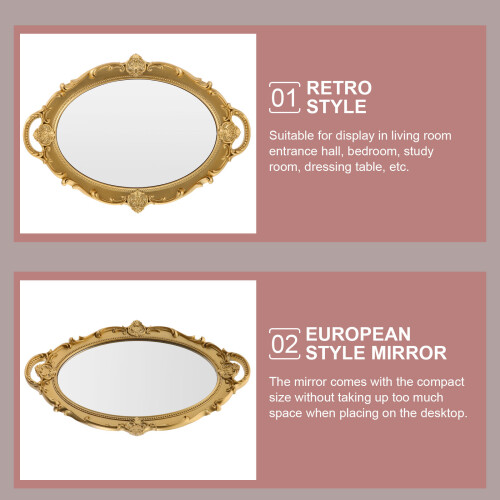 Wall Hanging Makeup Mirror Arched Gold Light Brown 2