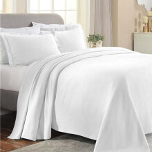 Paisley cotton bedspread set twin white vintage floral 3 pc