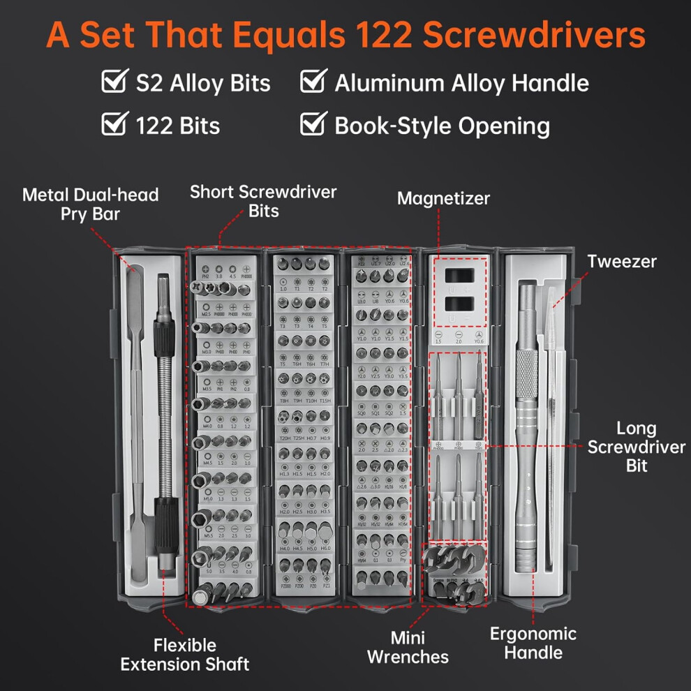 Precision Screwdriver Set With Ratchet And 128 Bits 9032631833857