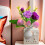 Veilleuse LED murale avec rose violette en vase 2