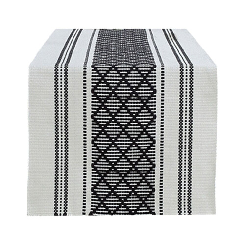 Chemin de table tissé noir style ferme (1 pièce) 1