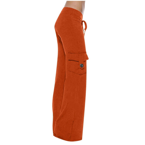 Calça Legging Cargo Feminina com Cintura Elástica e Bolsos, Laranja 1