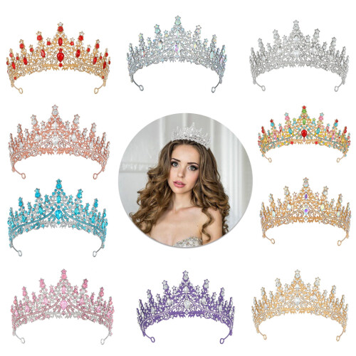 Tiara de coroa prateada com strass para mulheres (1 peça) 1