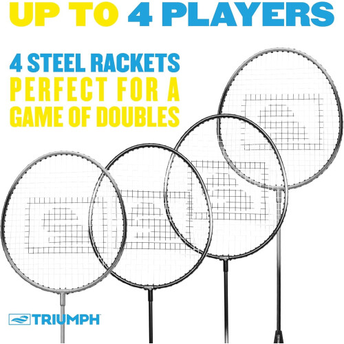 Badminton Set Steel Rackets Shuttlecocks 4 Players