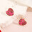 Orecchini a perno a forma di cuore con nastro rosa per donna (1 paio) 6