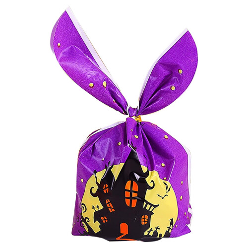 Τσάντες με λιχουδιές για το Halloween μωβ με γραβάτα 50 τεμάχια 1