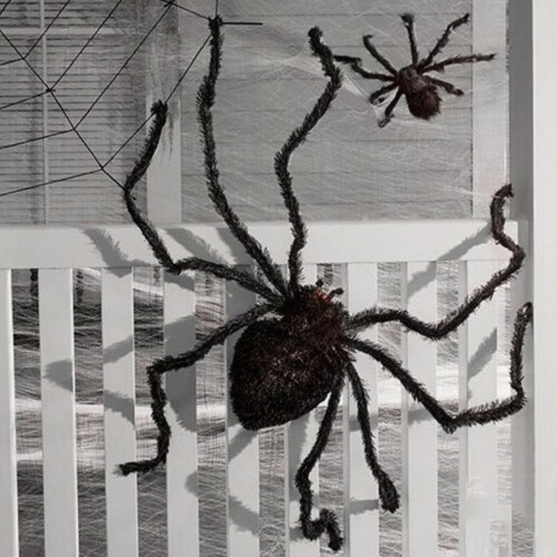 Στολίδι αράχνης για το Halloween, αφράτο κρανίο με δίχτυ ιστού 2