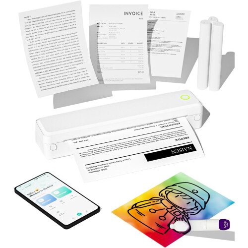 Draadloze thermische printer A4 (8,5 x 11 inch), inktloos, Bluetooth 2