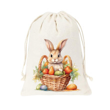 Bolsa de lino con cordón para huevos de conejito de Pascua (1 unidad)