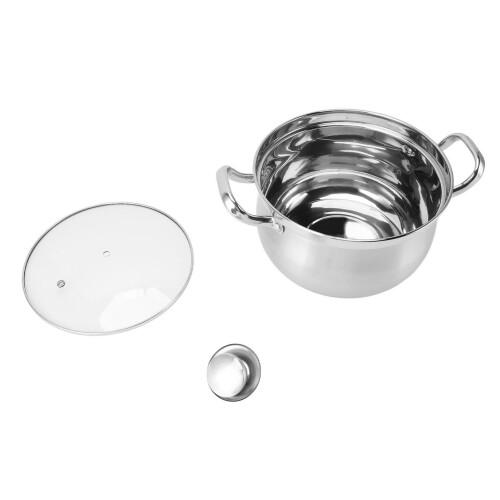 Roestvrijstalen soeppan van 24 cm met glazen deksel