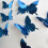 Adesivo murale a specchio Butterfly3D, argento e blu 1