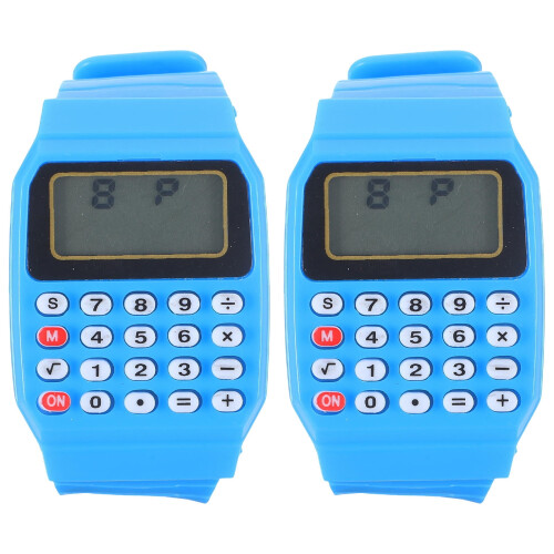 Taschenrechner-Armbanduhr, tragbare Uhr, 2er-Pack