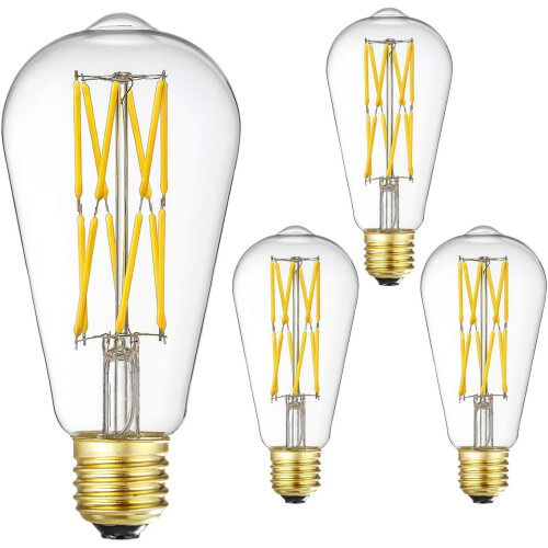 Ampoule Edison à intensité variable 3000K 12W 1200LM E26ST64 Verre transparent