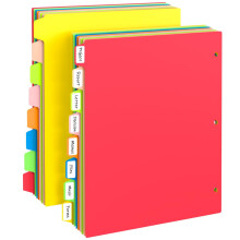 8-Tab Plastic Binder Dividers with Tabs, 2 Sets (16 Pcs), Multicolor, Compatible with 3-Ring Binders