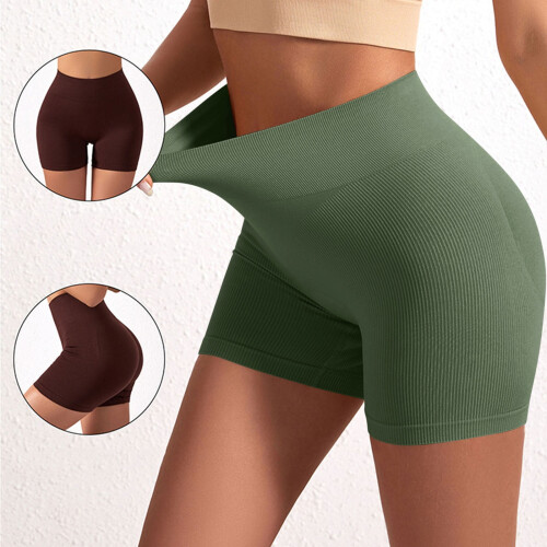Damen-Radlerhose mit hohem Bund, einfarbig, elastisch 1