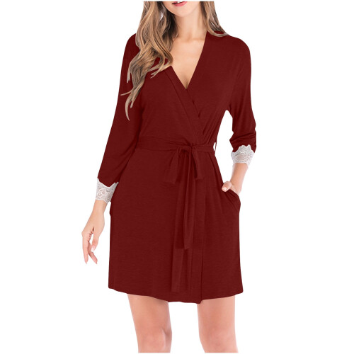 Langer, weicher Damen-Spa-Strickbademantel, leicht 1