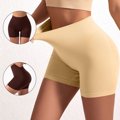 Damen-Radlerhose mit hohem Bund, einfarbig, elastisch 1