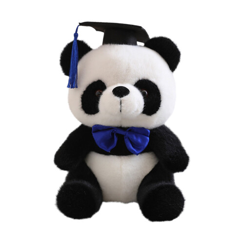 Panda de pelúcia formando com beca e capelo, 30 cm (12 polegadas)